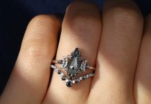 Crescent Moon Salt and Pepper Diamond Rings by StarlandUS